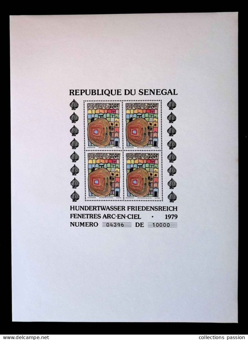 CL, Bloc De 4, Neuf,block, République Du Sénégal, Hundertwasser Friedensreich, Fenêtres Arc En Ciel, 1979, Frais Fr 2 E - Sénégal (1960-...)