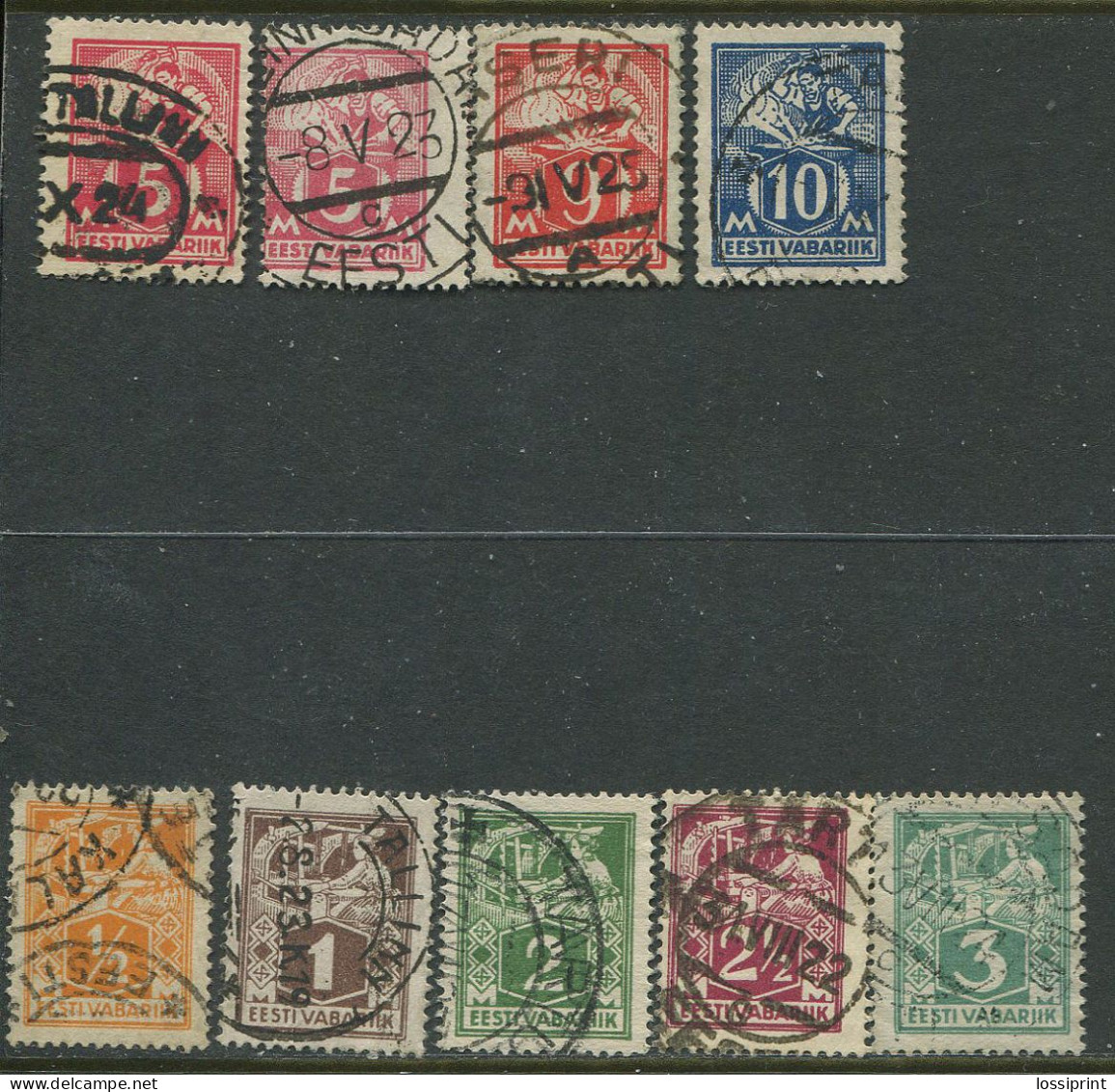 Estonia:Used Stamp Weavers And Smiths ½, 1, 2, 2½, 5, 9 And 10 Mark + One Misprint 5 Mark, 1922 - Estonia