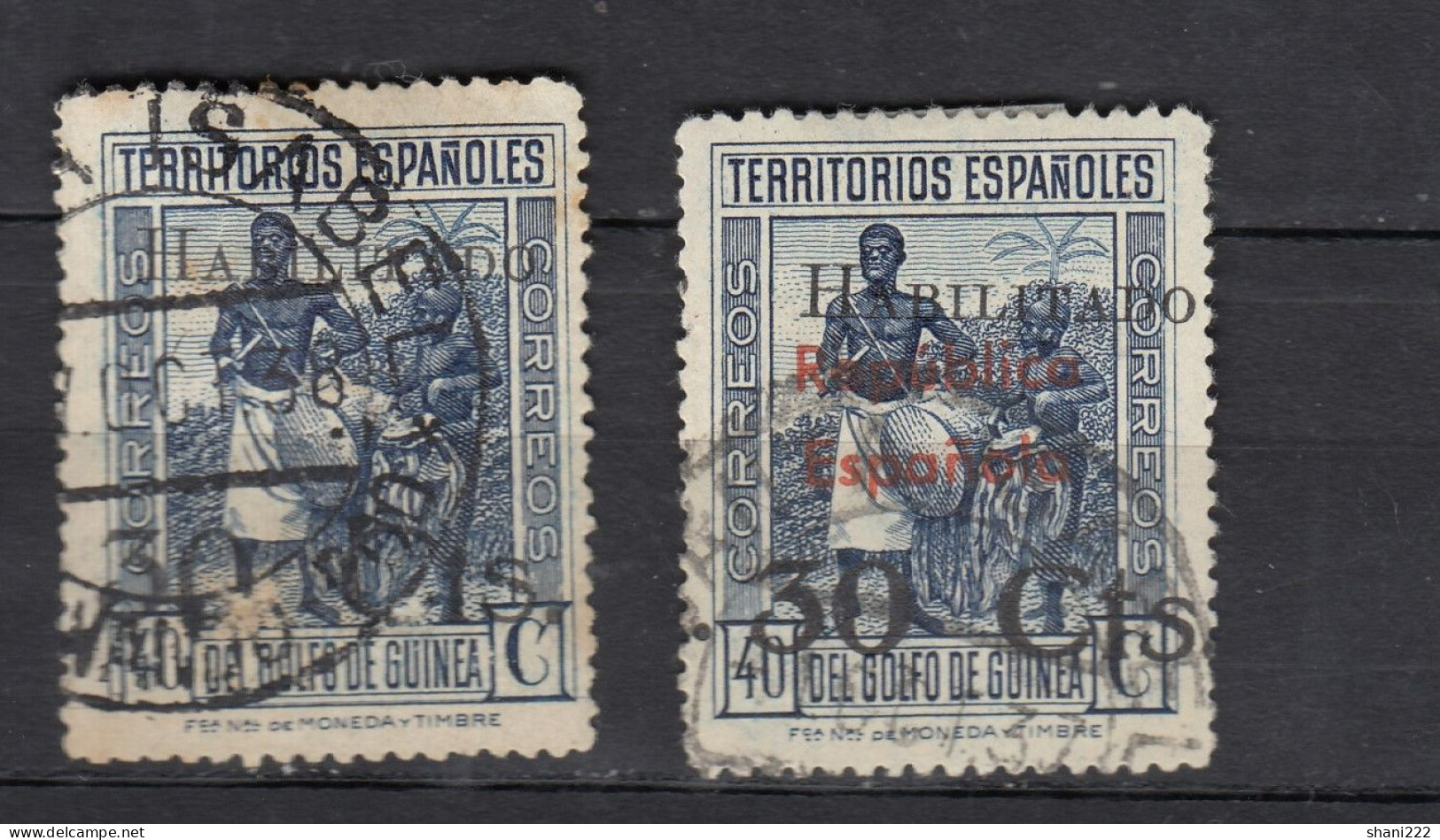 Spanish Guinea 1937 Definitives, Surcharges, Used (e-801) - Spanish Guinea