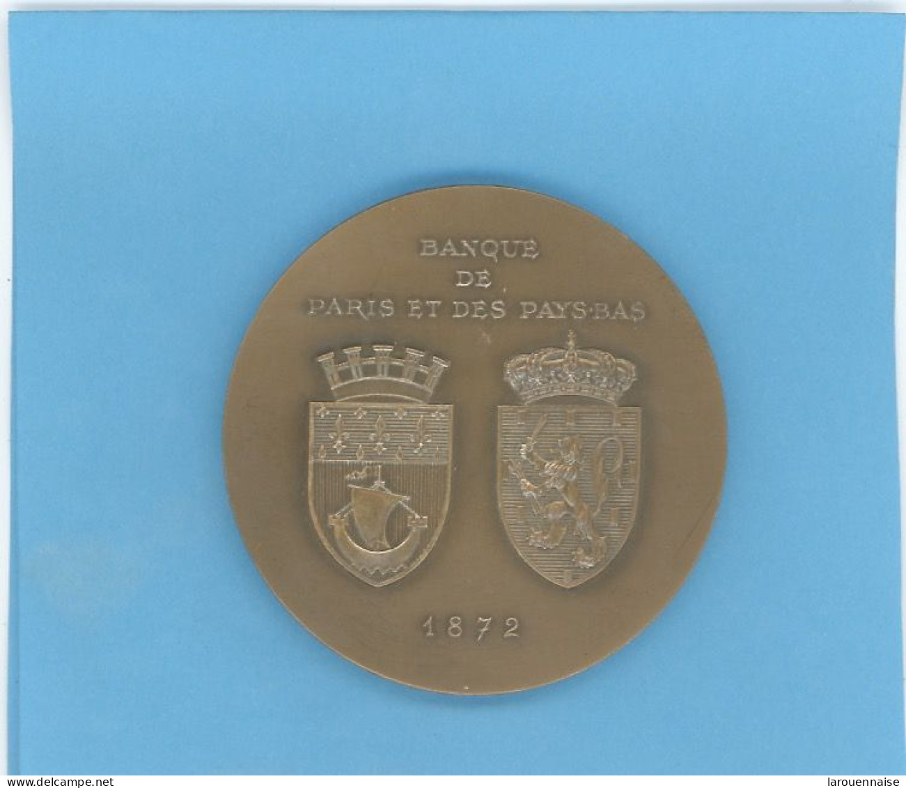 MÉDAILLE - BANQUE PARIS-BAS -CENTENAIRE -1972-BRONZE-71,5 Mm-198Gr -GRAVEUR G.SIMON . - Professionnels / De Société