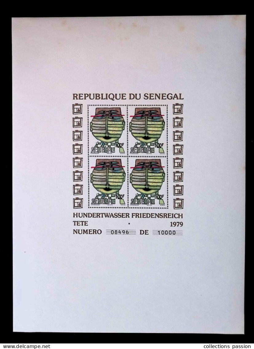 CL, Bloc De 4, Neuf,  Block, République Du Sénégal, Hundertwasser Friedensreich, Têtes, 1979, Frais Fr 2.00 E - Senegal (1960-...)