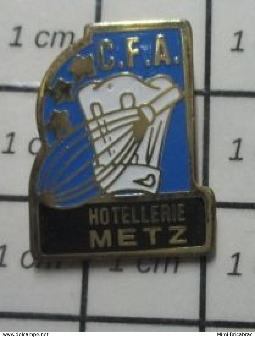 713H Pin's Pins / Beau Et Rare : ALIMENTATION / FOUET TOQUE CFA HOTELLERIE METZ - Food