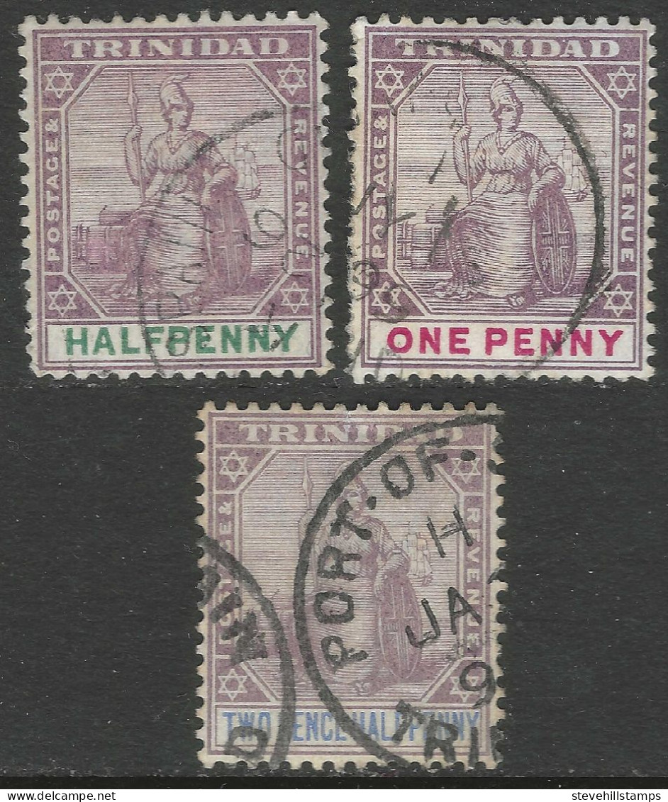 Trinidad. 1896-1906 Britannia. ½, 1d, 2½d Used. Watermark Crown CA. SG 114, 115, 117. M4026 - Trinidad Y Tobago