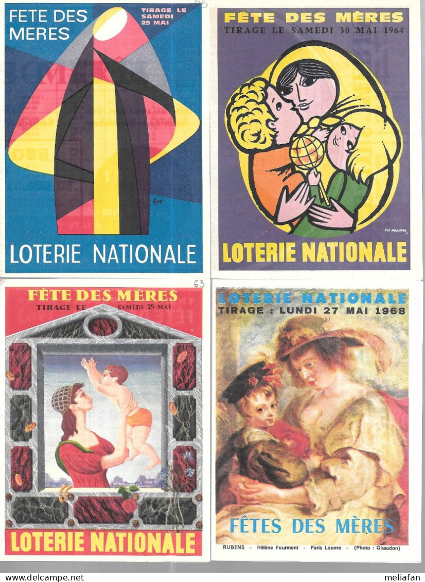 KB1849 - DEPLIANTS LOTERIE NATIONALE - FETE DES MERES 1963 1964 1965 1968 - Billetes De Lotería