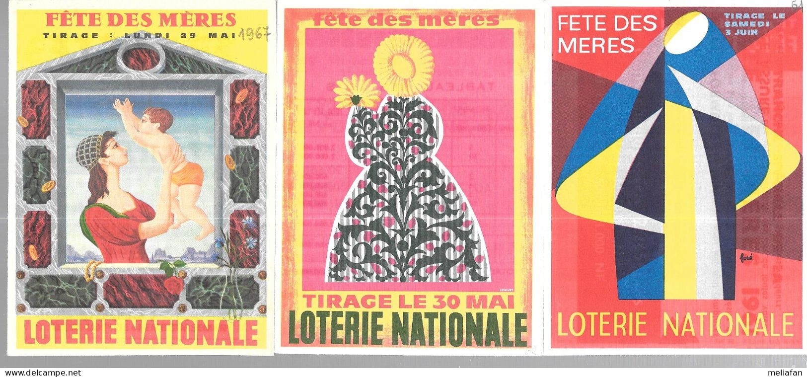 KB1849 - DEPLIANTS LOTERIE NATIONALE - FETE DES MERES 1963 1964 1965 1968 - Lottery Tickets