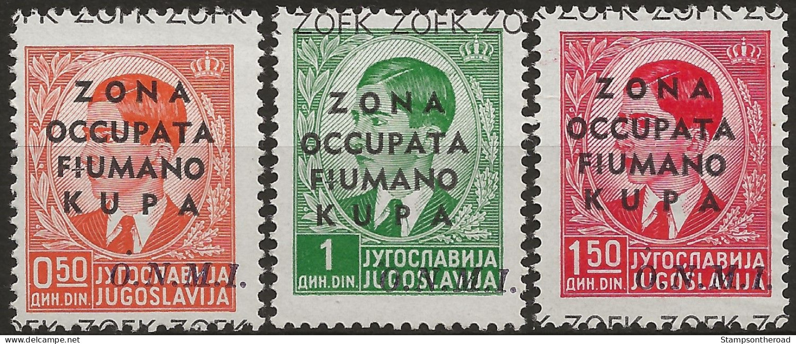 OIKU32-34L - 1941 Occ. Milit. Ital. ZONA FIUMANO KUPA, Sass. Nr. 32/4, Serie Cpl. Di 3 Francobolli Nuovi Linguellati */ - Fiume & Kupa