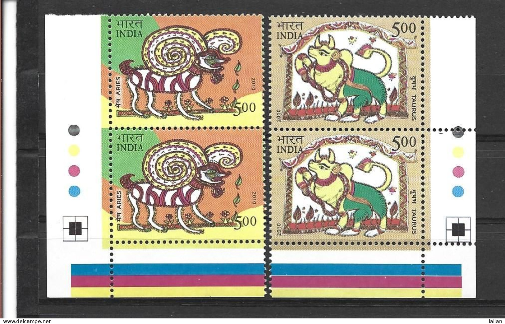 12 Astrological Signs, Strip Of 2X12, 2010l MNH, India, Condition As Per Scan - Astrologie