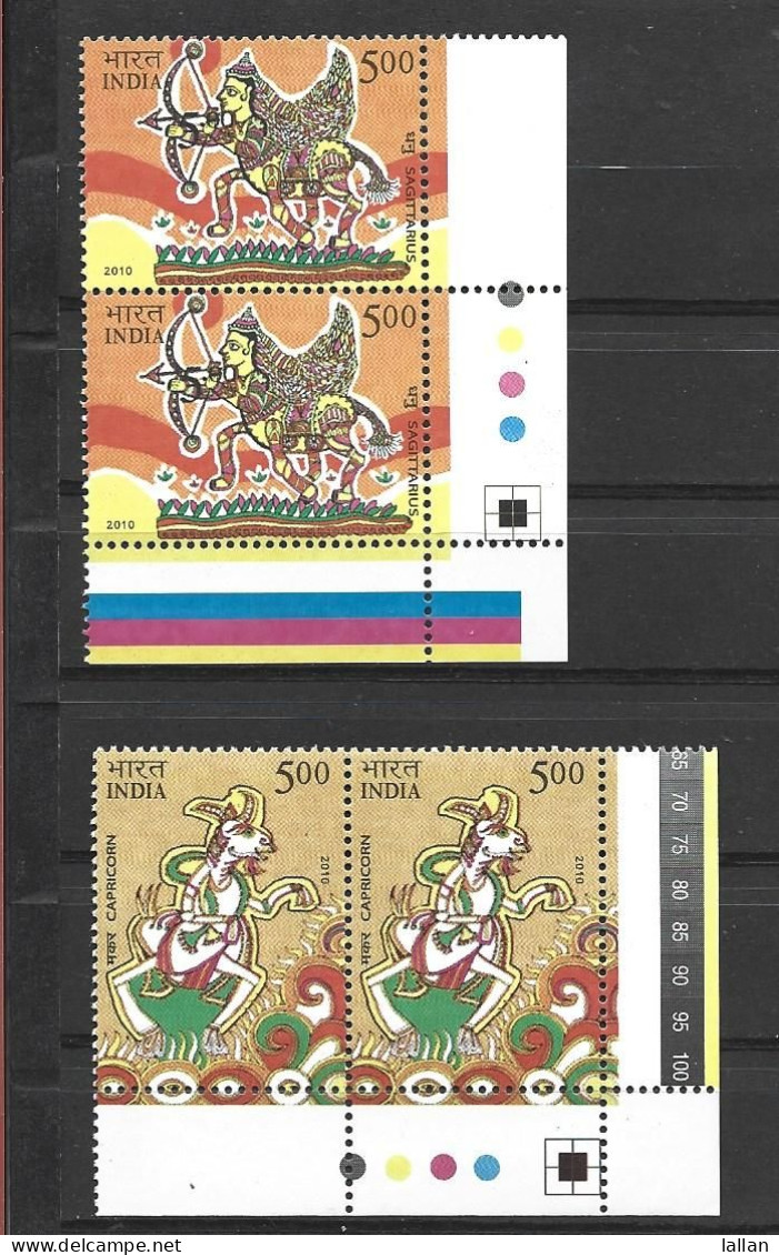 12 Astrological Signs, Strip Of 2X12, 2010l MNH, India, Condition As Per Scan - Astrologie