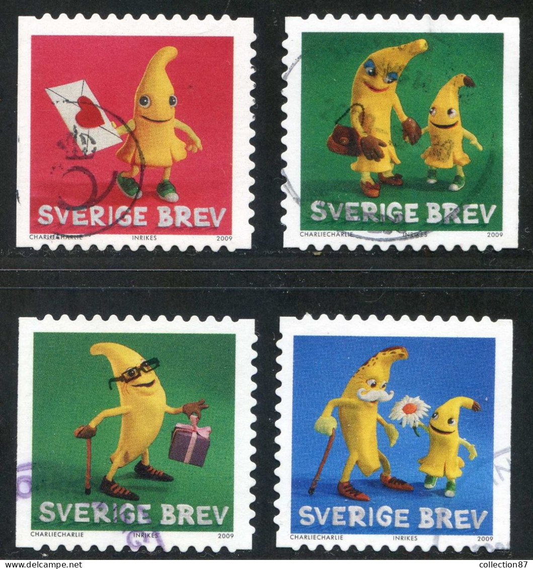 Réf 77 < SUEDE Année 2009 < Yvert N° 2671 à 2674 Ø Used < SWEDEN < Bananes > Peau De Banane - Used Stamps