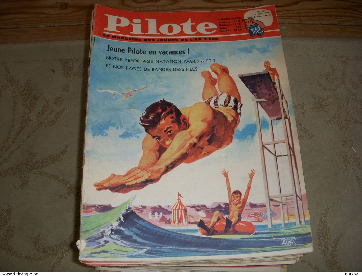 PILOTE 147 16.08.62 NATATION & PLONGEON ASTERIX GLADIATEUR PAPEETE REBUS EXPRESS - Pilote