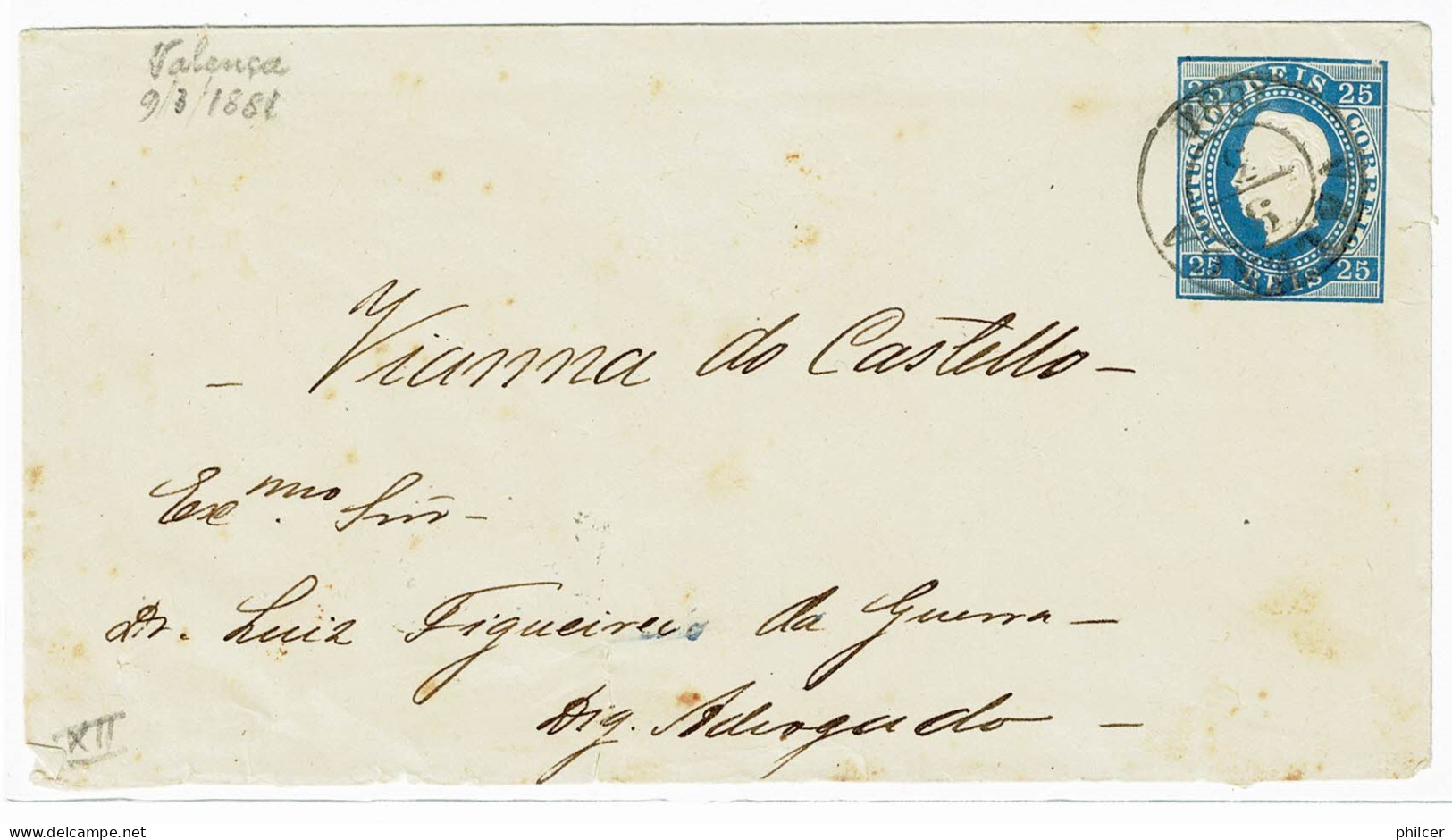 Portugal, 1881, # Sob. 1, Para Viana Do Castelo - Briefe U. Dokumente