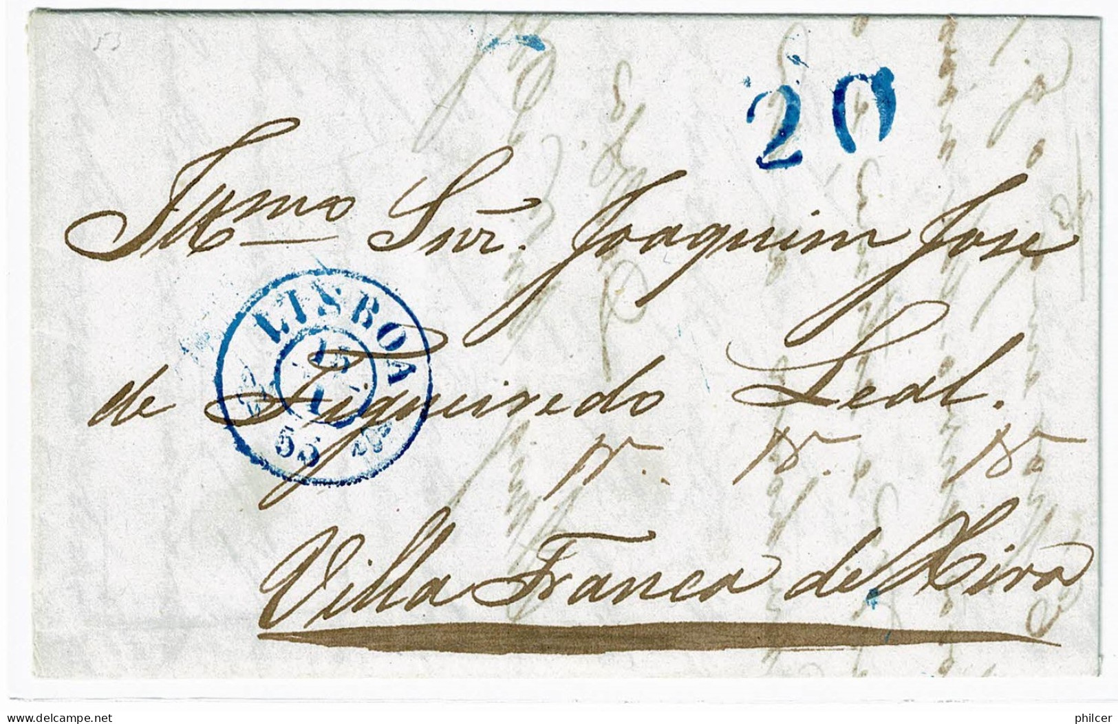 Portugal, 1855, Para Vila Franca De Xira - Briefe U. Dokumente