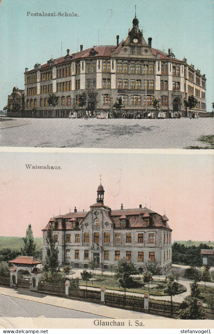 Glauchau, Schule U. Waisenhaus Gesch. 1910 - Glauchau