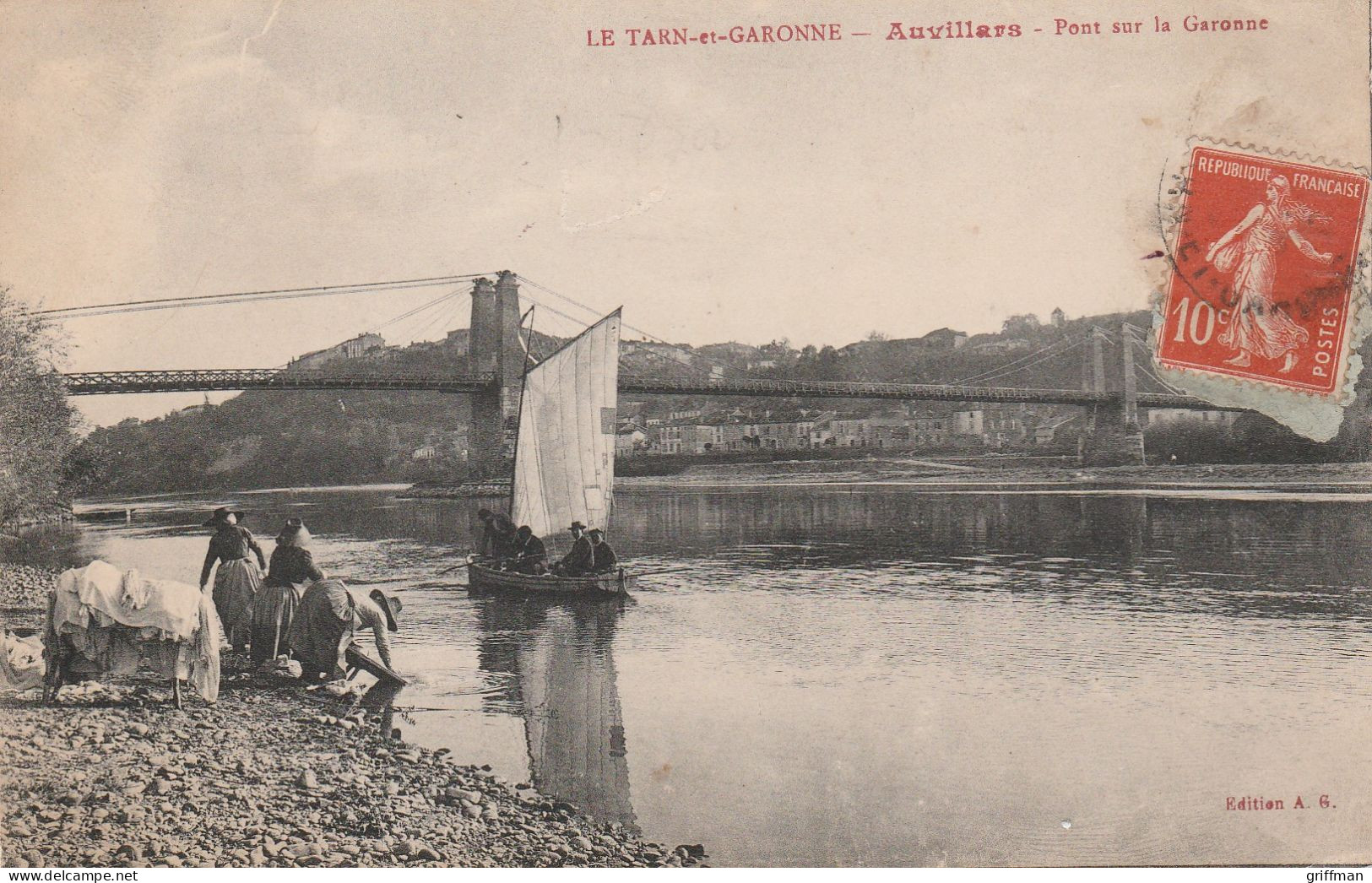 AUVILLAR AUVILLARS PONT SUR LA GARONNE LAVEUSES 1913 TBE - Auvillar