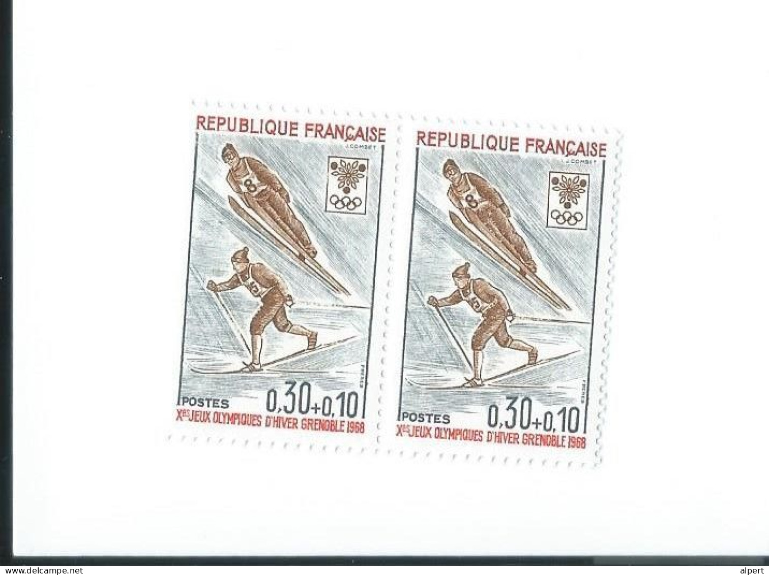 1543 Bâton De Ski Cassé Tenant à Normal Paire Horizontale. - Unused Stamps