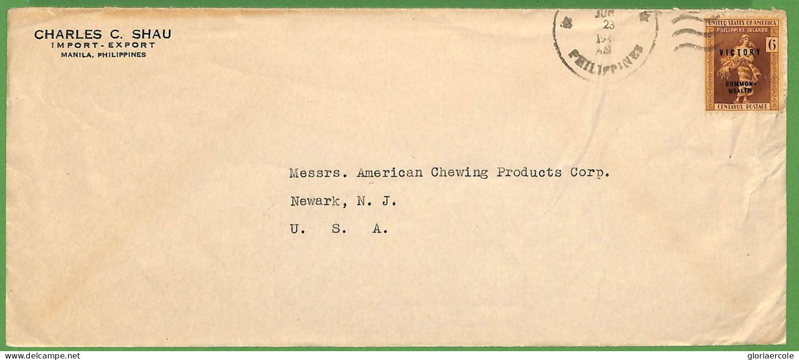 ZA1558 - USA Phillipines - POSTAL HISTORY - COMMERCIAL  Cover  1945 - Poststempel