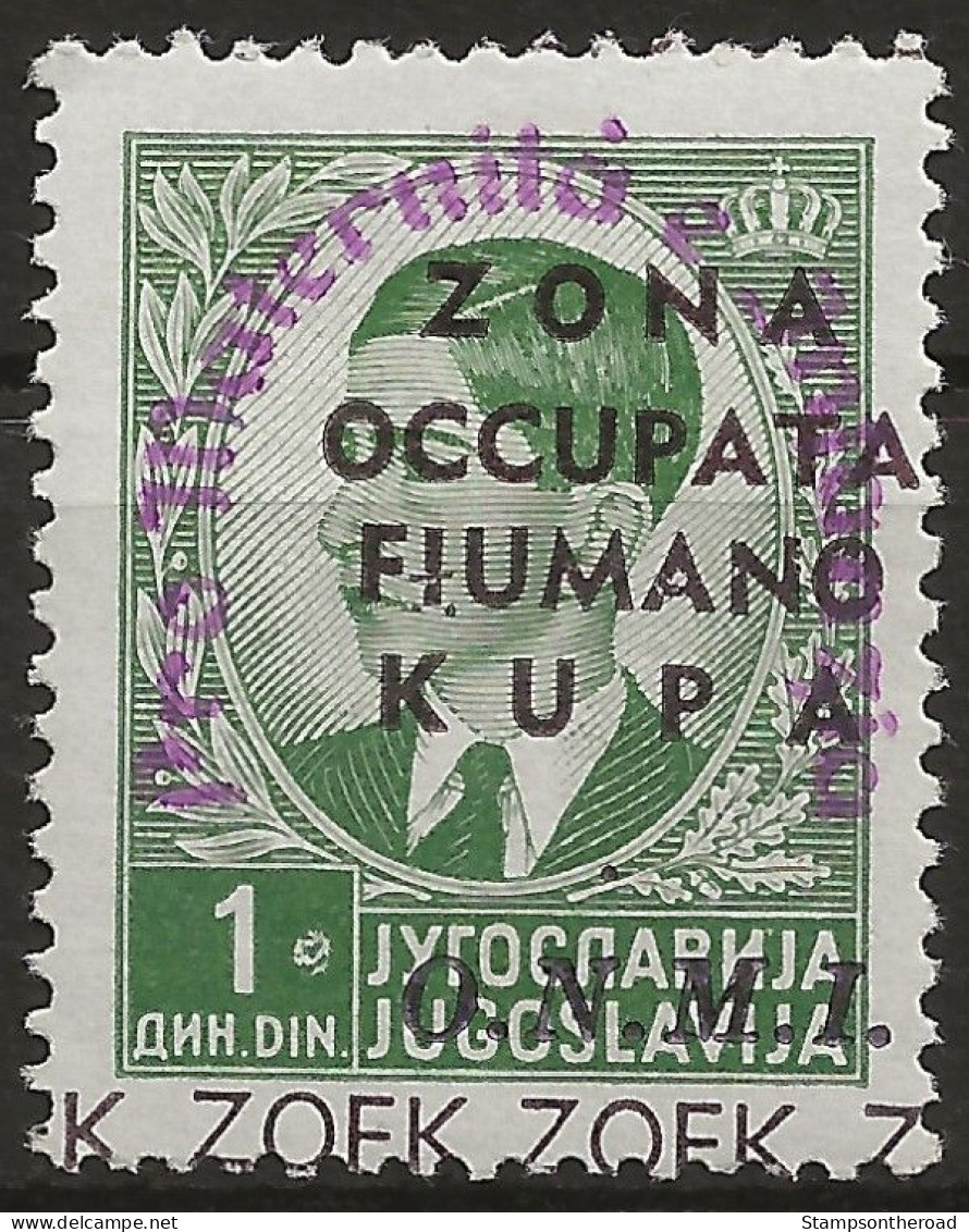 OIKU37L - 1941 Occ. Milit. Ital. ZONA FIUMANO KUPA, Sass. Nr. 37, Francobollo Nuovo Linguellato */ - Fiume & Kupa