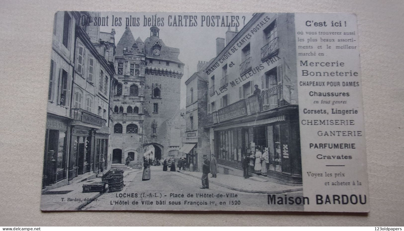 LOCHES, Commerce Bonneterie Mercerie Cartes Postales Maison Bardou - Loches