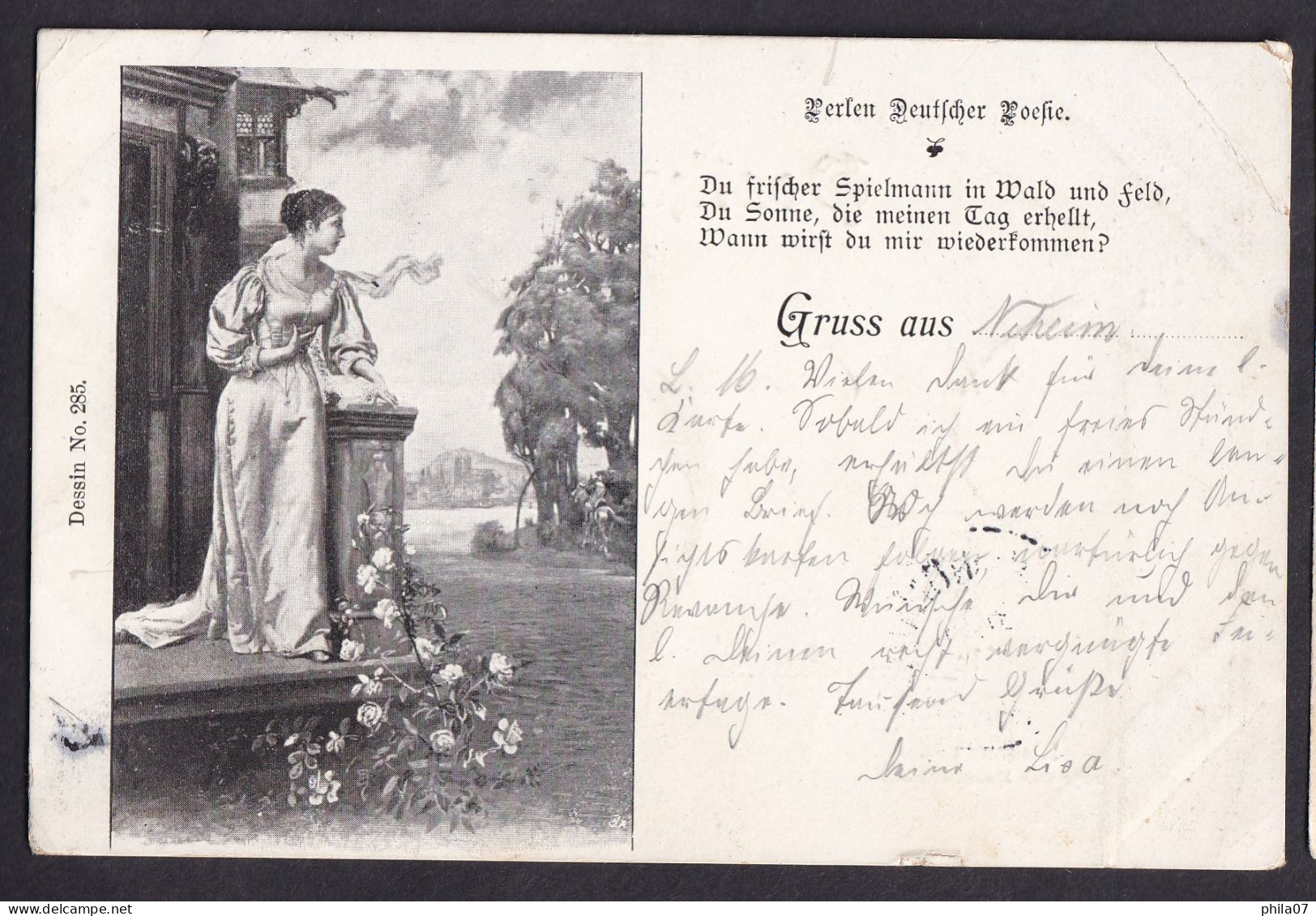 Gruss Aus Neheim - Du Frischer Spielmann ... / Dessin No. 285 / Year 1903 / Long Line Postcard Circulated, 2 Scans - Saluti Da.../ Gruss Aus...