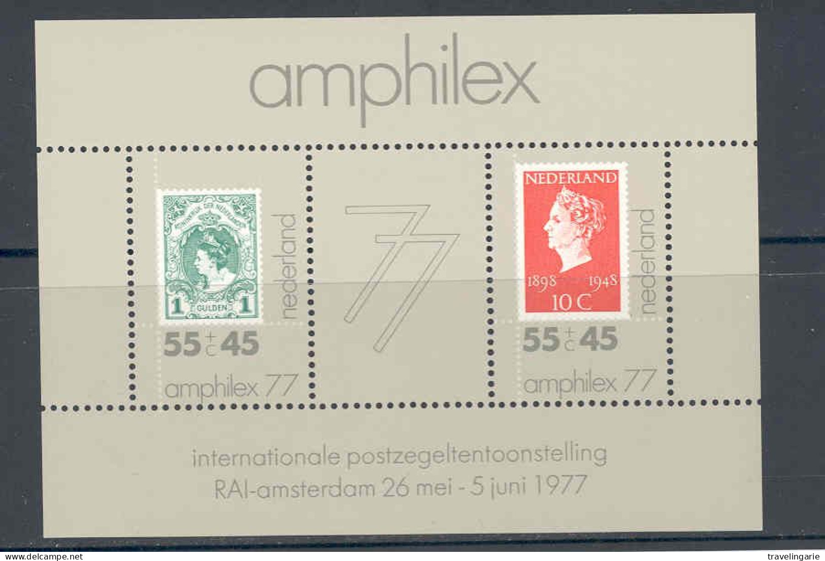 Netherlands 1977 Amphilex Stamp Exhibition  Yv BF 16 MNH ** - Briefmarken Auf Briefmarken