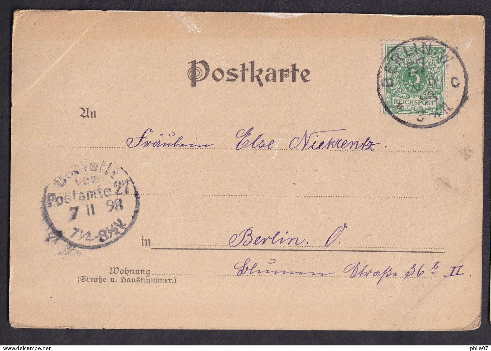 Gruss Aus Berlin - Das Madchen Aus Der ... / Dessin No. 209 / Year 1898 / Long Line Postcard Circulated, 2 Scans - Saluti Da.../ Gruss Aus...