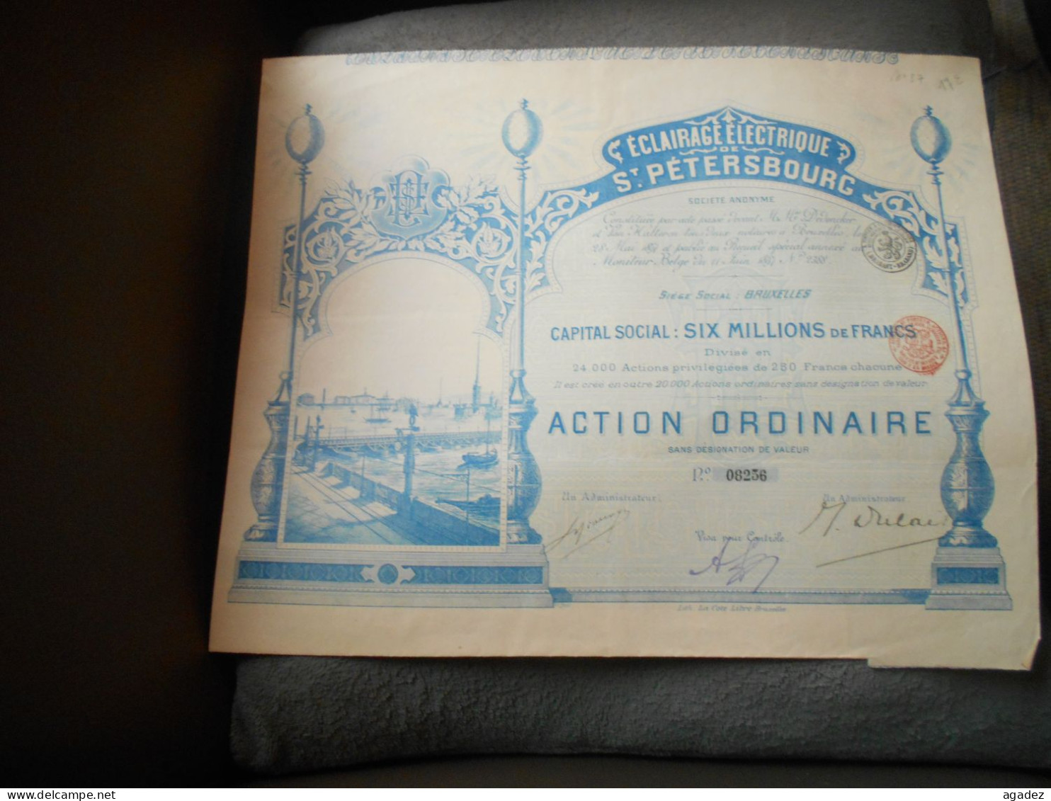 Action Eclairage Electrique De St Petersbourg  1897 - Elettricità & Gas