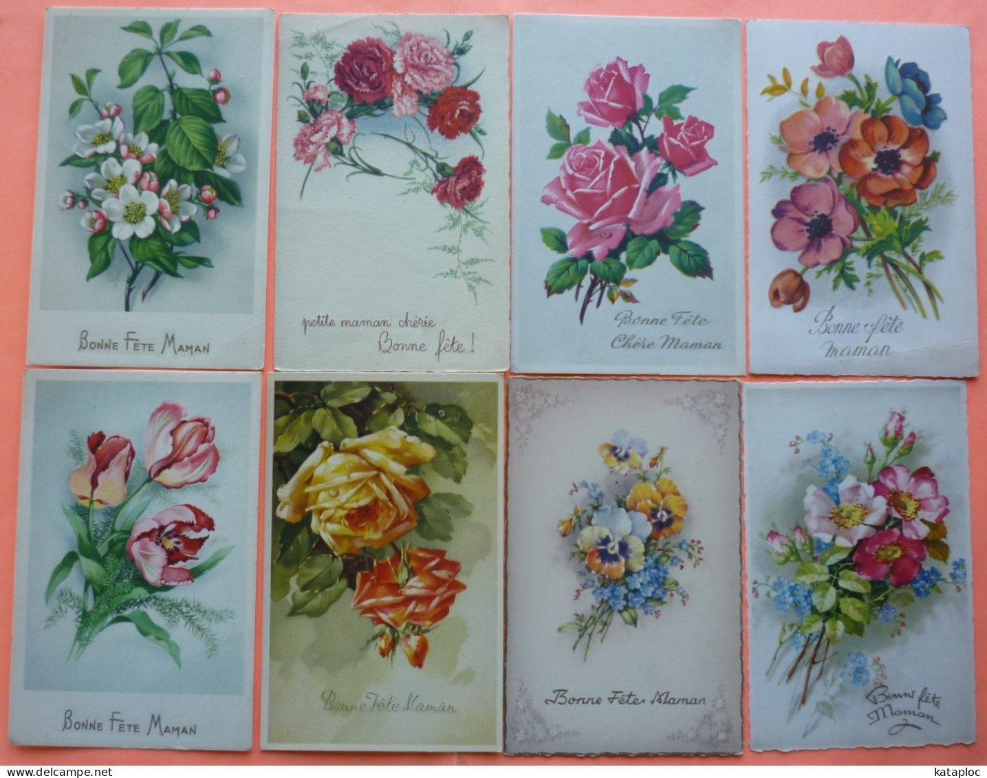 LOT DE 8 CARTES BONNE FETE MAMAN - FLEURS - FETE DES MERES -SCAN RECTO/VERSO-12 - Fête Des Mères