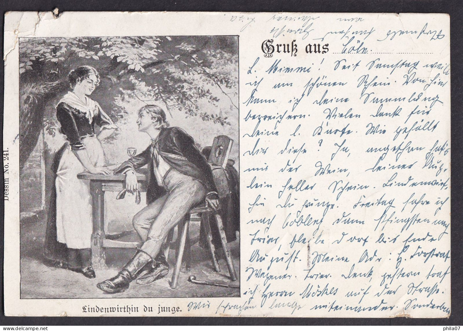 Gruss Aus Coln / Lindenwirthin Du Junge / Desin No. 241 / Year 1899 / Long Line Postcard Circulated, 2 Scans - Gruss Aus.../ Grüsse Aus...