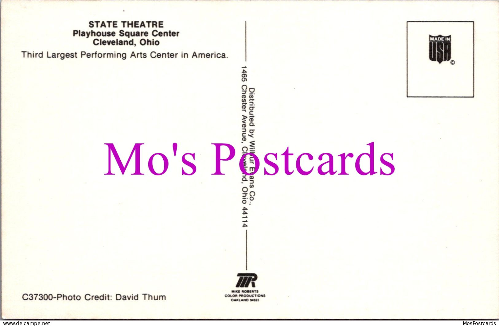 America Postcard - State Theatre, Cleveland, Ohio  DZ43 - Cleveland