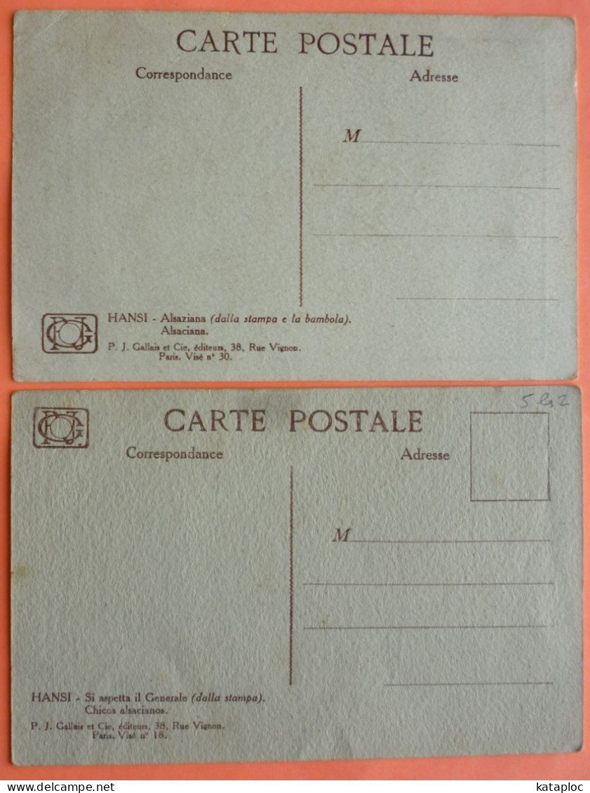 LOT DE 2 CARTES ANCIENNES HANSI - ALSACIENNE ET GOSSES D' ALSACE: ON ATTEND LE CHENERAL... -SCAN RECTO/VERSO-12 - Hansi