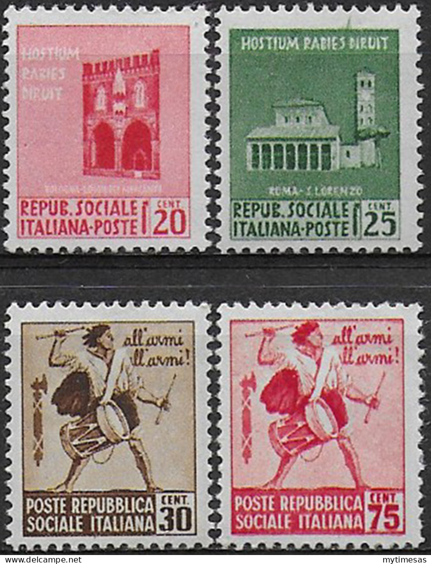 1944 Repubblica Sociale Destroyed Monuments 45v. MNH Sassone N 496/99 - Altri & Non Classificati