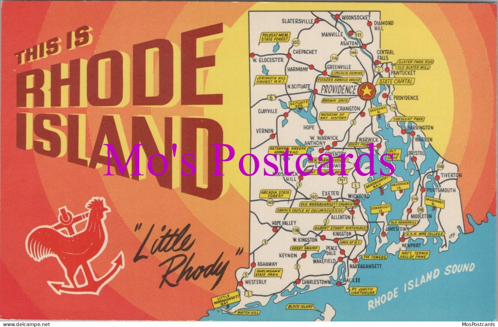 Maps Postcard - Map Of Rhode Island "Little Rhody"   DZ45 - Landkarten