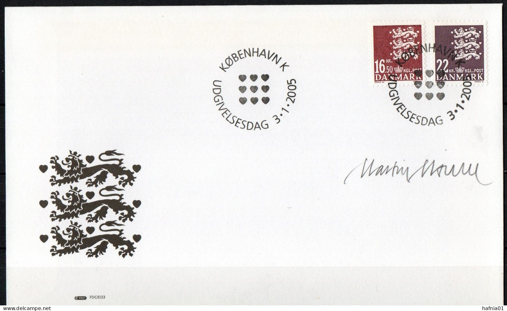 Martin Mörck. Denmark 2005. Coat Of Arms. Michel 1388 - 1389. FDC. Signed. - FDC