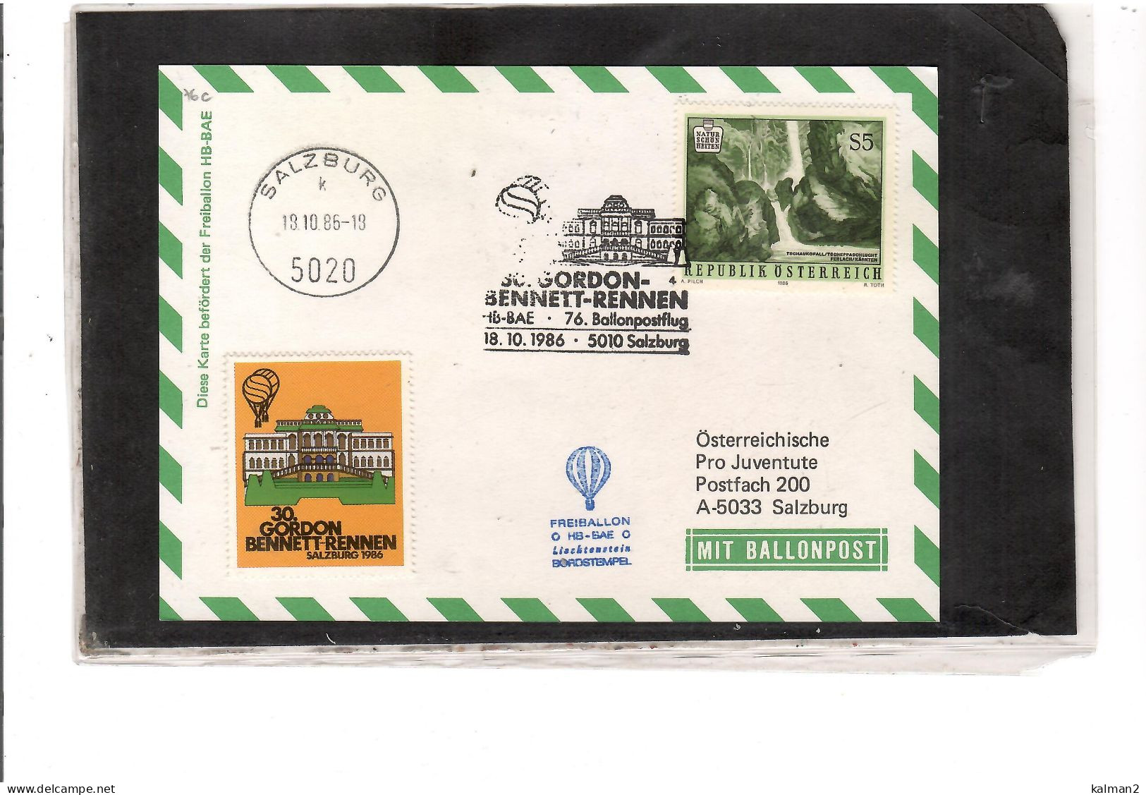 TEM20408   -  SALZBURG 18.10.1986  /  76. BALLONPOSTFLUG -  NETTO KATALOG NR. 76c   - BALLON "  HB-BAE " - Luchtballons