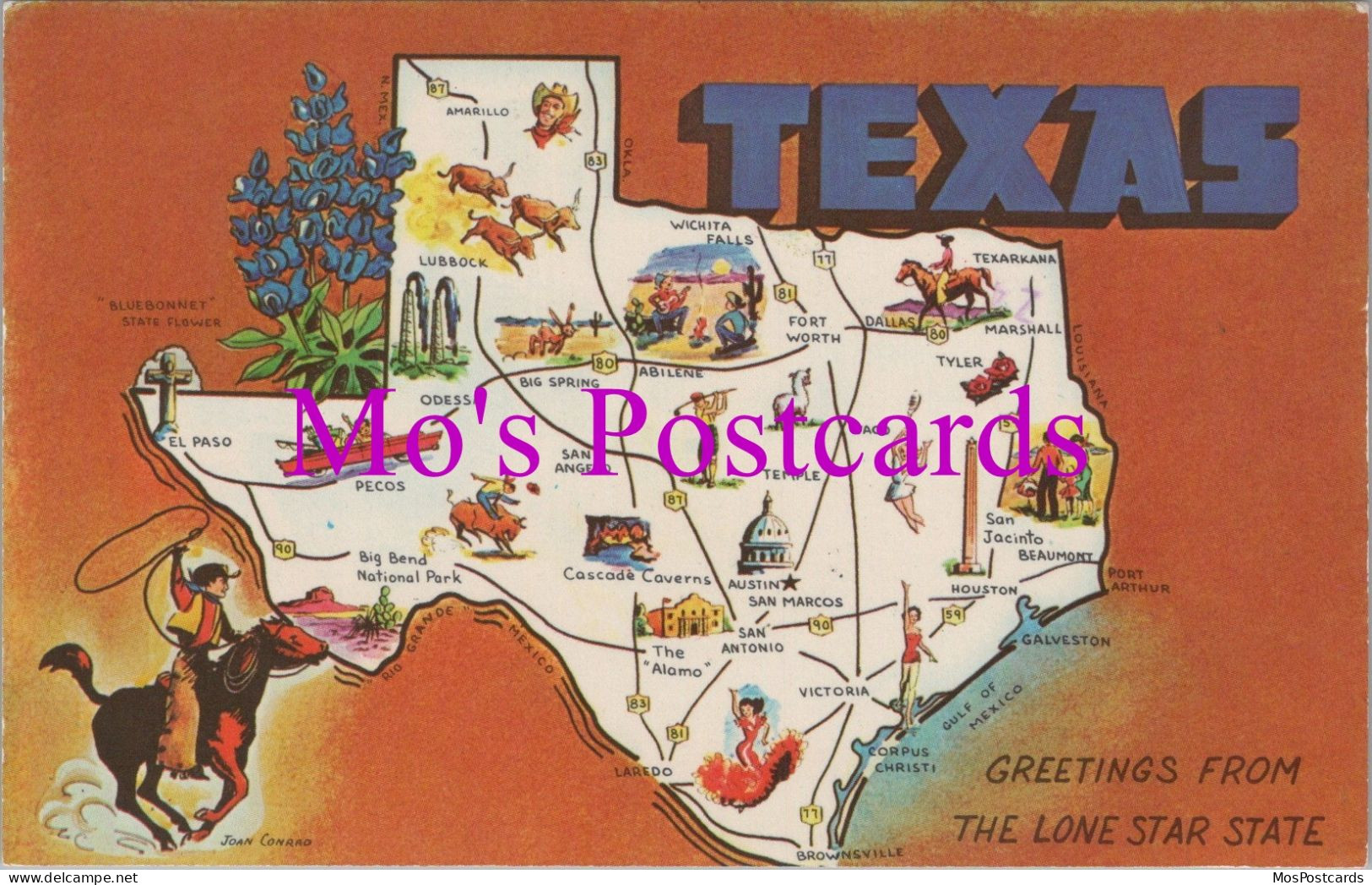 Maps Postcard - Map Of Texas. Lone Star State   DZ47 - Landkarten