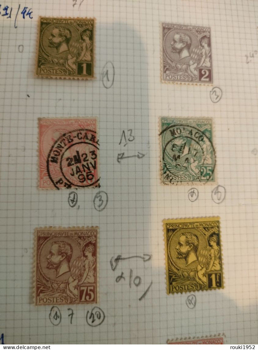 Timbres Monaco 1891 : 11/12/13/14/15/16/17/18/19/20 HT. - Oblitérés