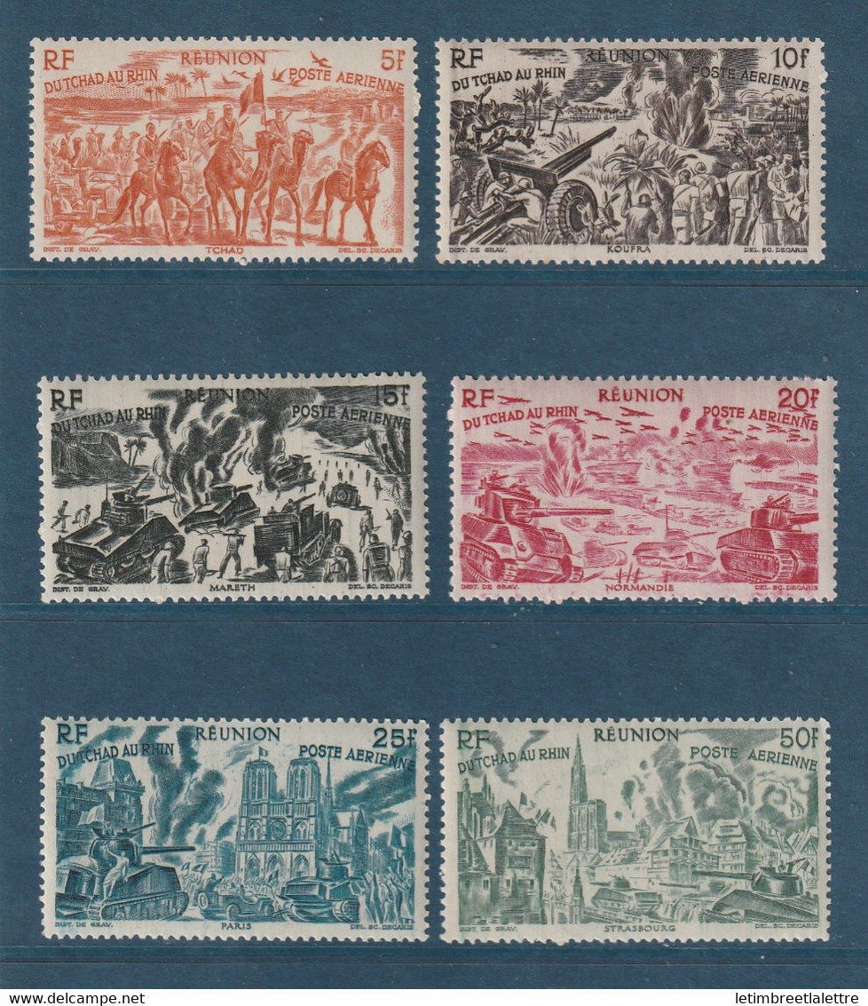 Réunion - Poste Aérienne - YT N° 36 à 41 ** Neuf Sans Charnière - 1946 - Poste Aérienne