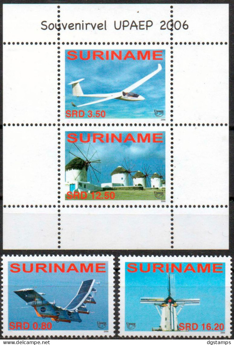 Suriname 2006 ** Bl 101, 1828-29 UPAEP Energy Saving. Gliders, Mills. Ahorro De Energía, Planeadores, Molinos. - Surinam
