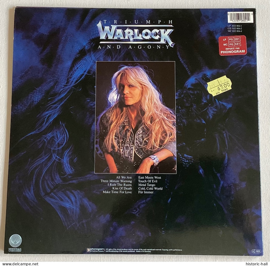 WARLOCK - Triumph  And Agony - LP - 1987 - German Press - Hard Rock & Metal