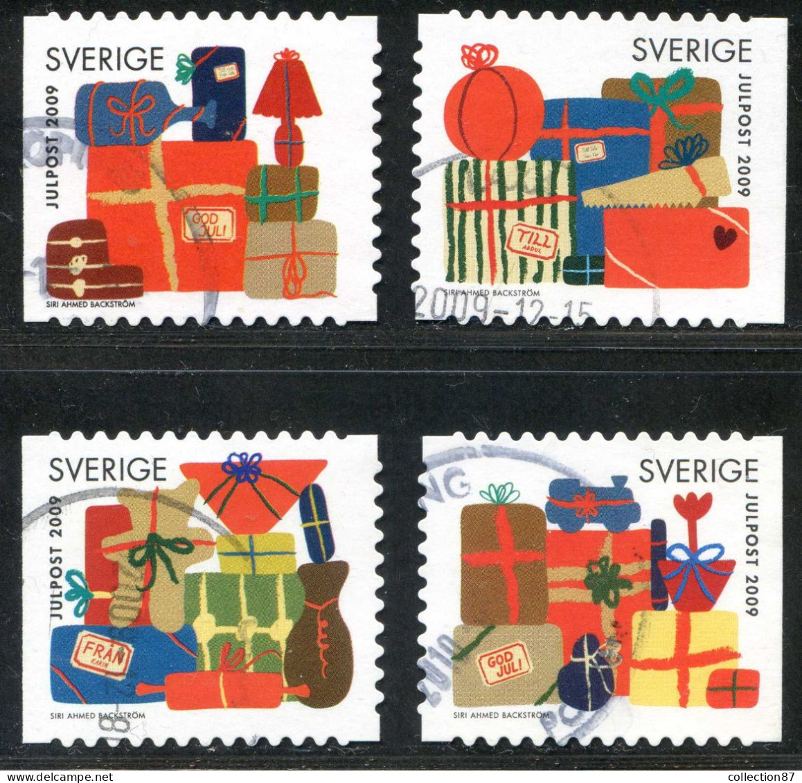 Réf 77 < SUEDE < Yvert N° 2708 à 2711 Ø < Année 2009 Used SWEDEN < Noel > Cadeaux - Usati