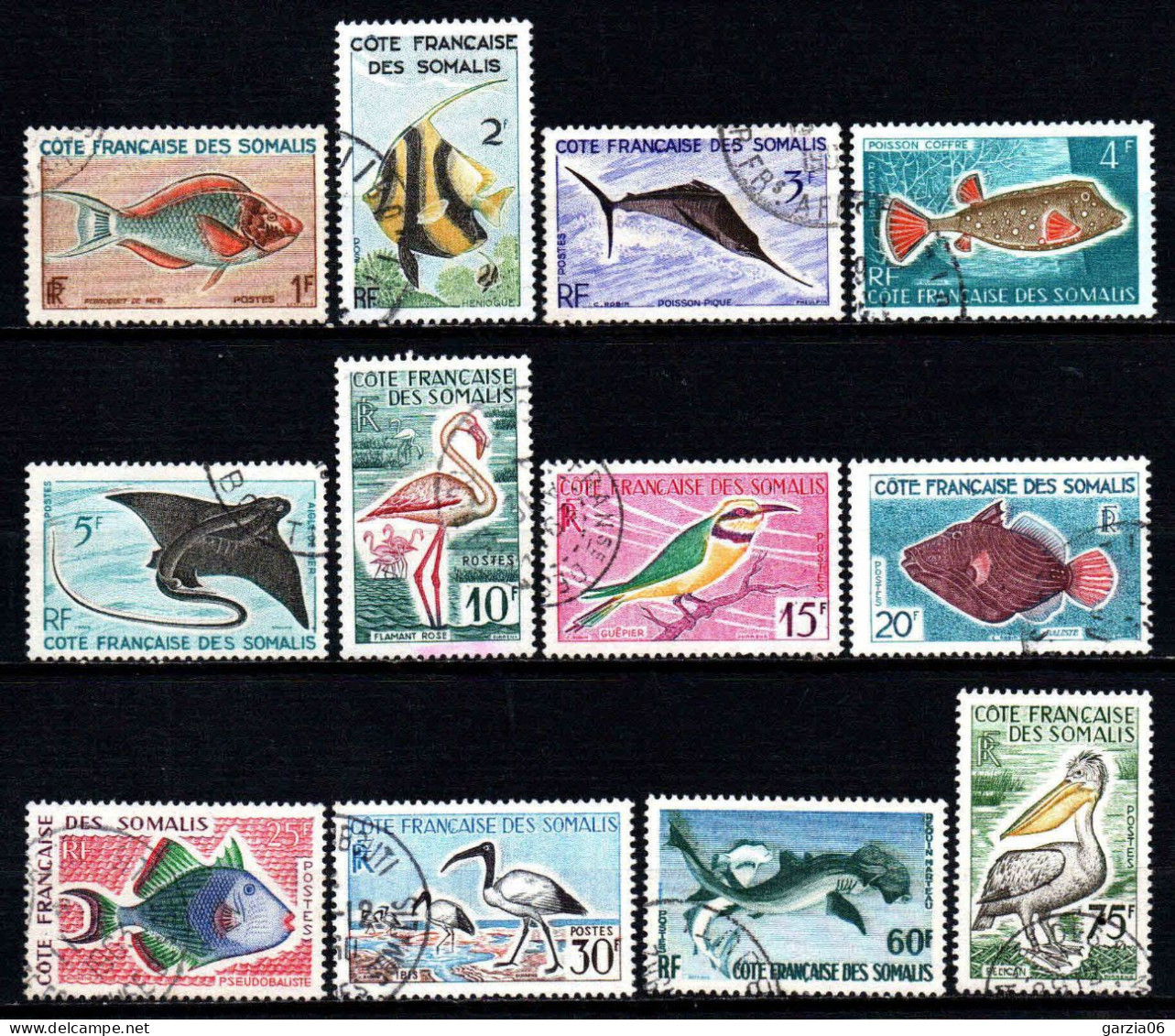 Cote Des Somalis  - 1959 - Poissons Et Oiseaux  -  N° 292 à 303 - Oblit - Used - Usati