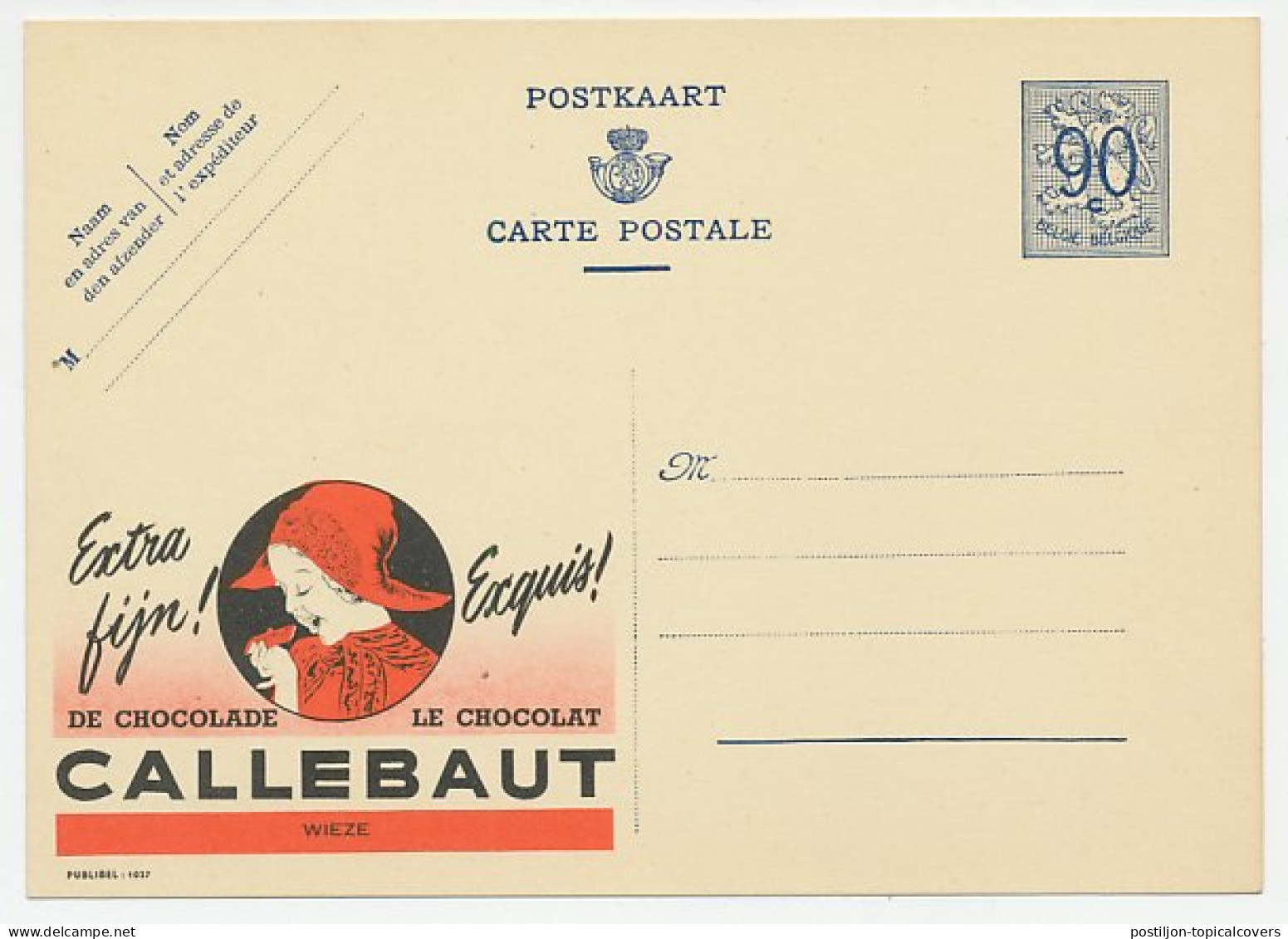 Publibel - Postal Stationery Belgium 1951 Chocolate - Callebaut - Food