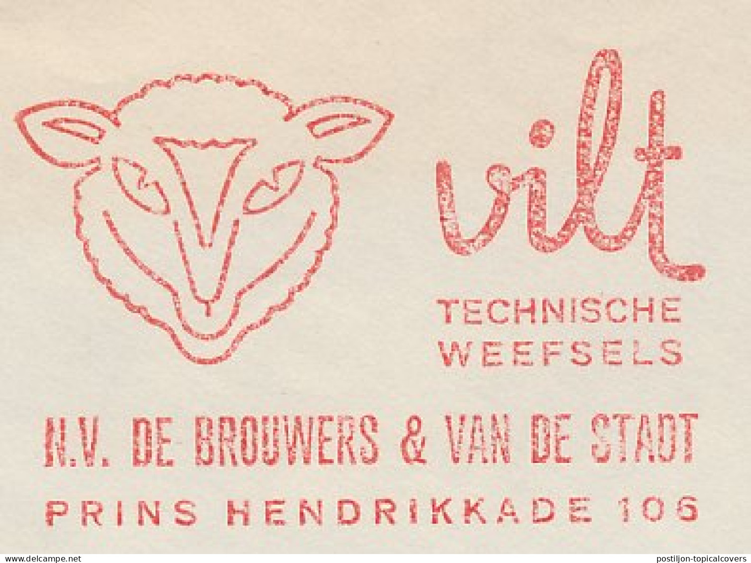 Meter Cover Netherlands 1959 Sheep - Felt - Amsterdam - Fattoria