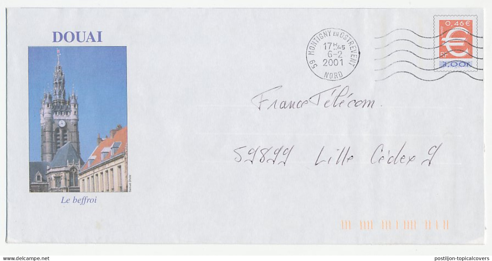 Postal Stationery / PAP France 2001 Belfry - Clock - Kirchen U. Kathedralen