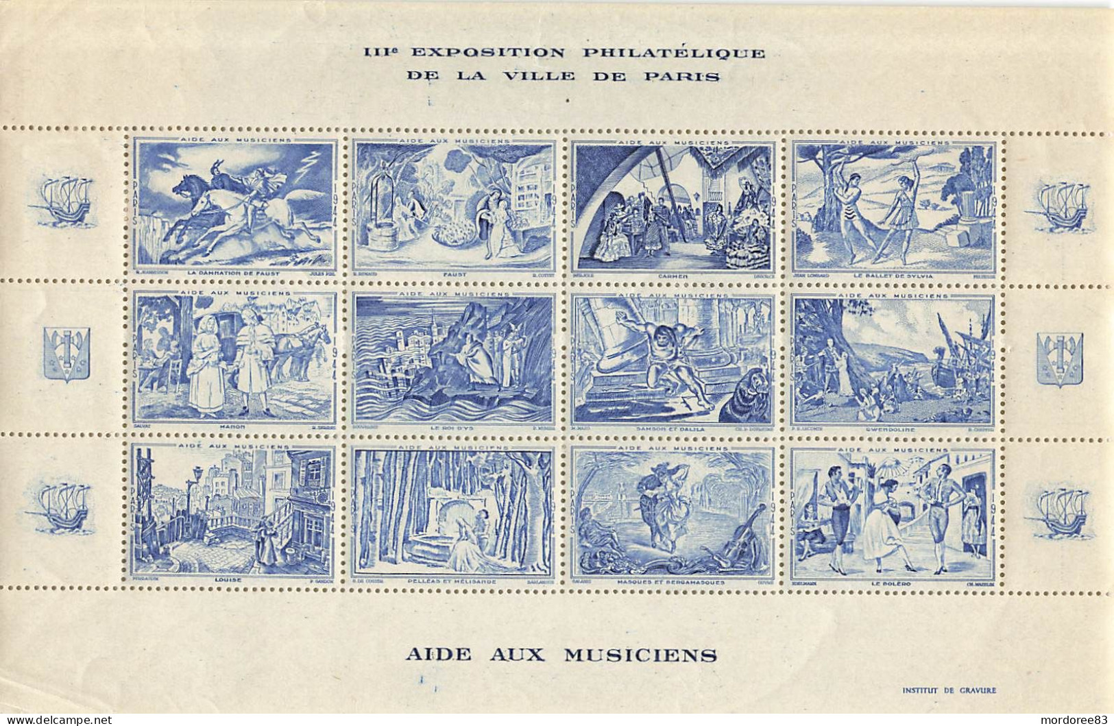 AIDE AUX MUSICIENS EXPOSITION PHILATELIQUE DE LA VILLE DE PARIS NEUF* - Philatelic Fairs