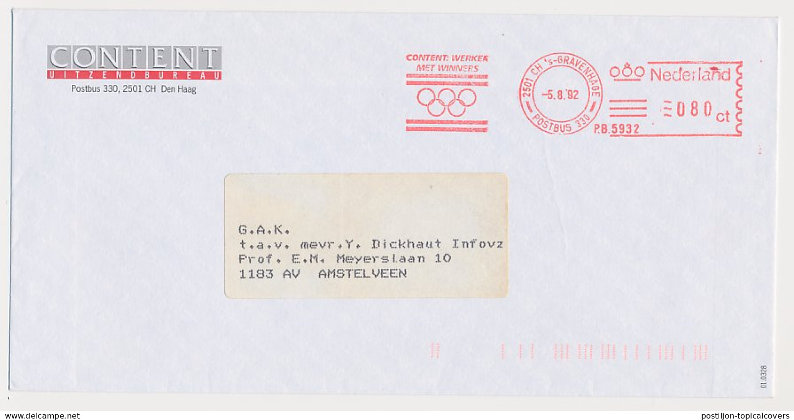 Meter Cover Netherlands 1993 Olympic Rings - Content - Other & Unclassified