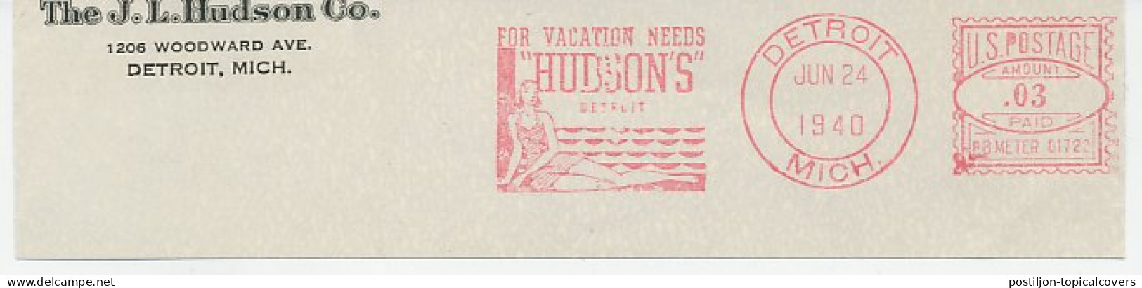 Meter Top Cut USA 1940 Sunbathing Woman - Beach - Autres & Non Classés
