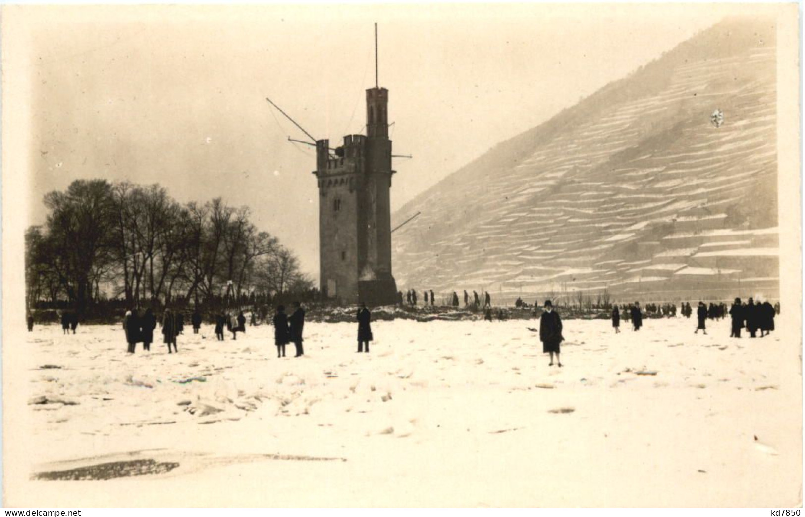 Bingen - Zugefrorene Rhein 1929 - Bingen