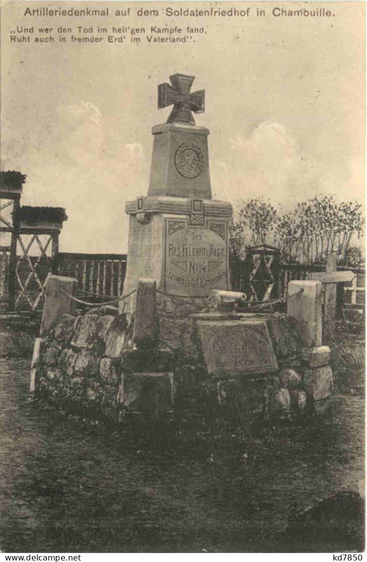 Artilleriedenkmal Auf Dem Soldatenfiredhof In Chamouille - Feldpost - Cimetières Militaires