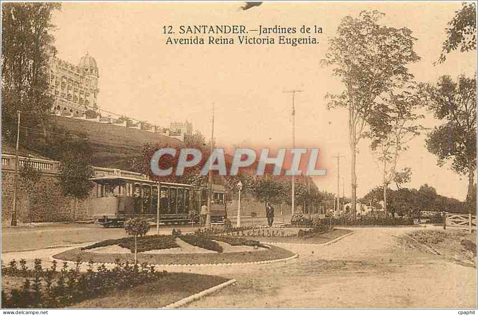 CPA SANTANDER-Jardines De La Avenida Rena Victoria Eugenia Tramway - Cantabria (Santander)